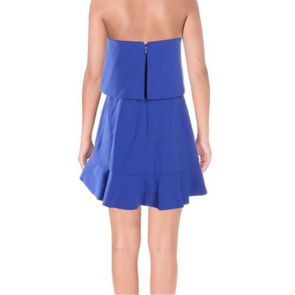 BCBGMaxAzria Charlot Royal Blue Strapless Ruffled Mini Cocktail Party Dress - Picture 2 of 9